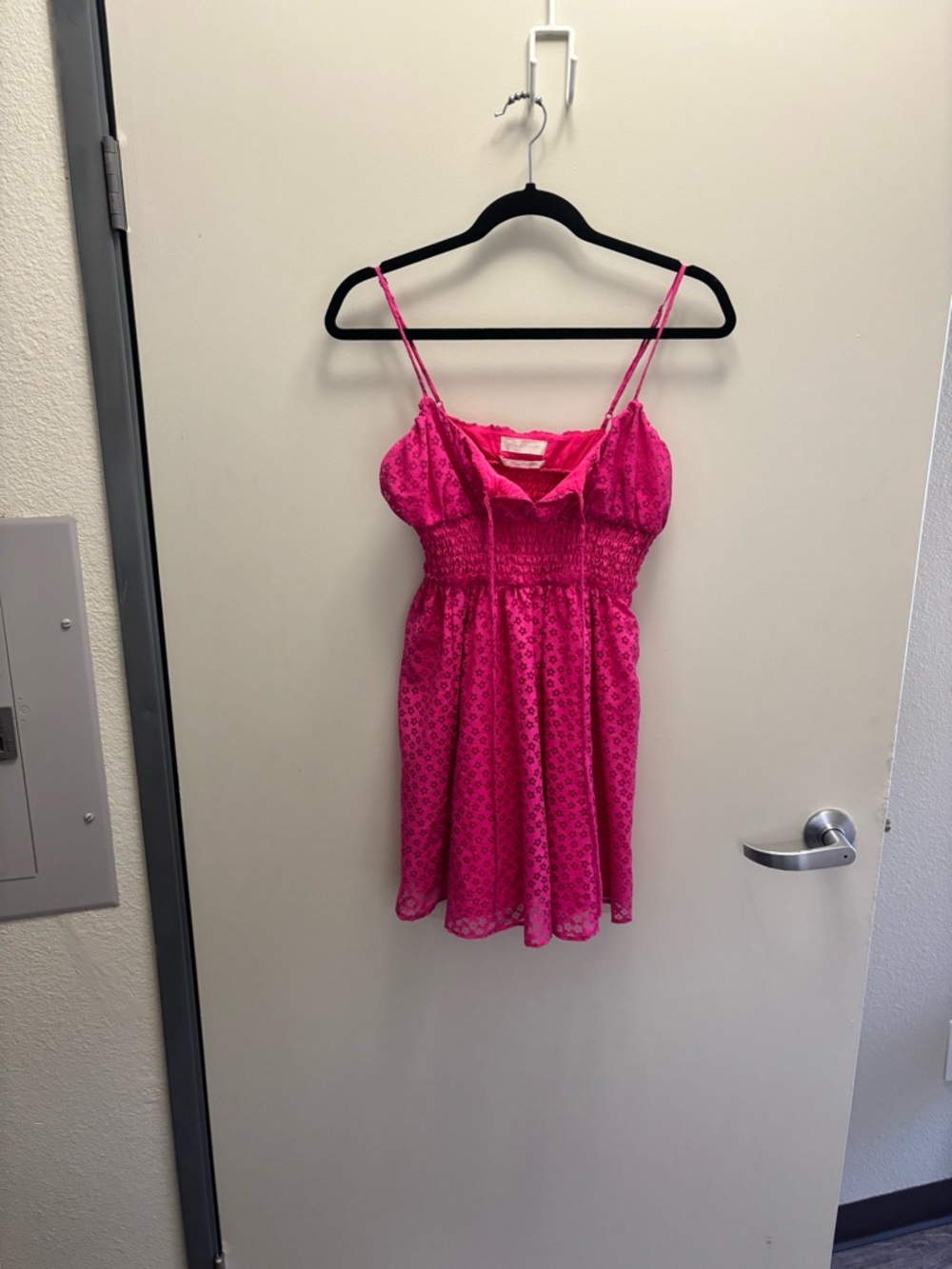 Urban Outfitters Hot Pink Eyelet Mini Dress